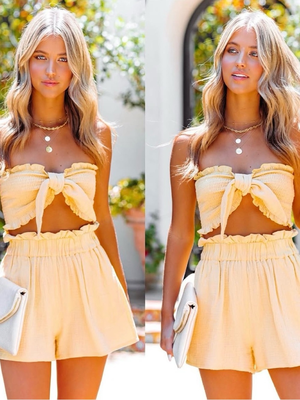 VICI Cope Cotton Tie Front Bandeau + Pocketed High Rise Shorts (Selling as set!)
